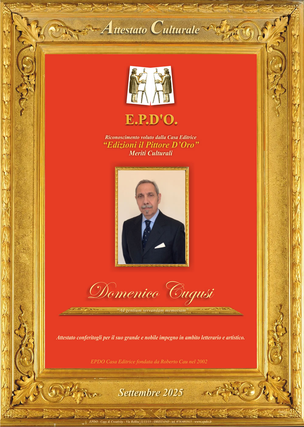 EPDO - Attestato Culturale Domenico Cugusi